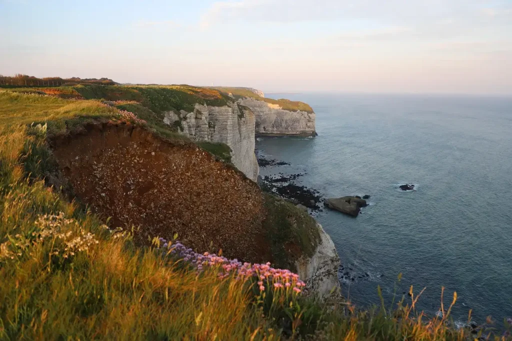 Falaises Normandie couché de soleil